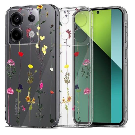 Etui XIAOMI REDMI NOTE 13 PRO 5G / POCO X6 5G Tech-Protect FlexAir+ Garden Floral transparentne