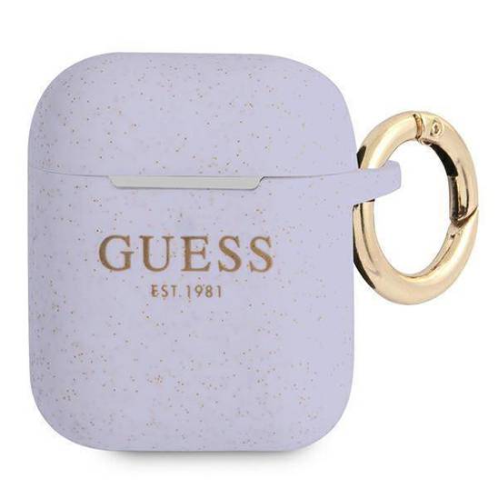 Guess GUA2SGGEU AirPods 1/2 cover purpurowy/purple Silicone Glitter