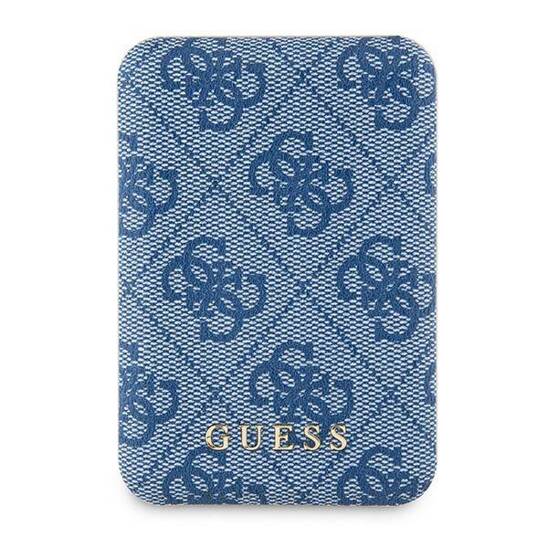 Guess Powerbank indukcyjny 15W GUPB5FP4EMGB 5000mAh niebieski/blue 4G Leather Metal Logo MagSafe