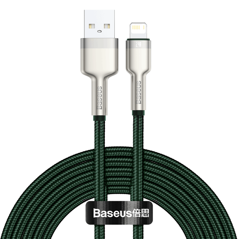 Kabel 2.4A 2m USB - Lightning Baseus Cafule zielony