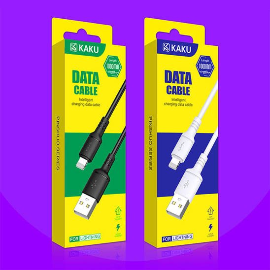Kabel 2,8A 1m iPhone Lightning Ładowanie i Przesył Danych KAKU Skin Feel Charging Data Cable Lightning 8-pin (KSC-419) czarny