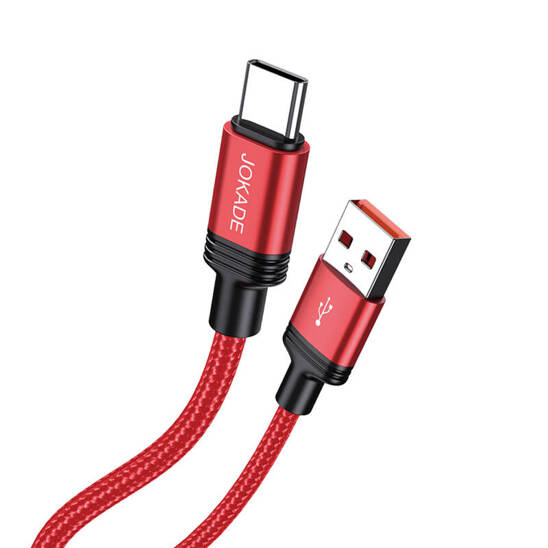 Kabel 2m 5A (USB - USB-C) Ładowanie i Transfer Danych Jokade Yuantong (JA041) czerwony