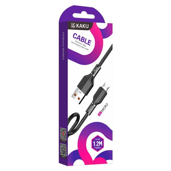 Kabel 3,2A 1,2m Micro USB Szybkie Ładowanie i Przesył Danych Stop Aluminium KAKU Aluminium Alloy Fast Charging Data Cable MicroUSB (KSC-452) czarny