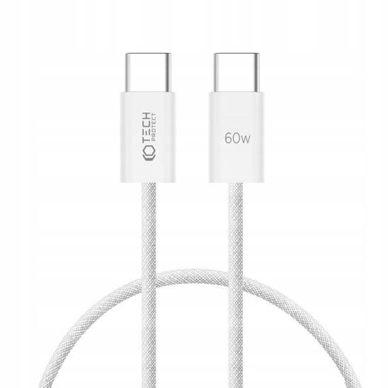 Kabel PD 60W 3A 0,25m USB-C - USB-C Tech-Protect Ultraboost Classic biały