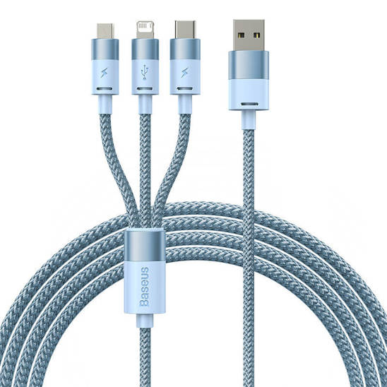 Kabel USB 3w1 Baseus StarSpeed, USB-C + micro USB + Lightning, 3,5A, 1.2m (niebieski)