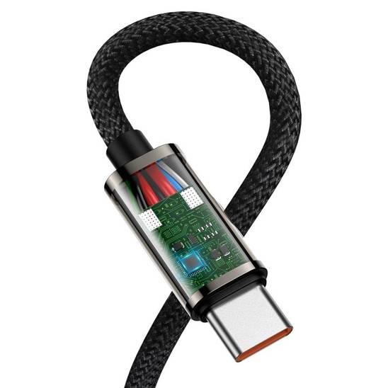 Kabel USB-C do USB-C kątowy Baseus Legend Series, PD, 100W, 1m (czarny)