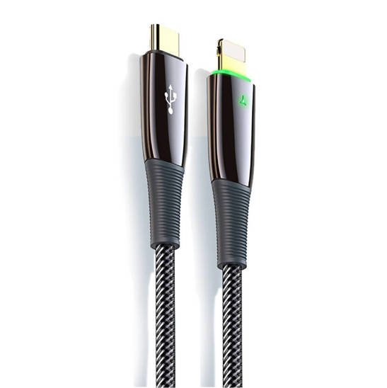 Kabel USB Typ C na iPhone Lightning 18W 200cm (2m) Dux Ducis USB K-IV LED czarny