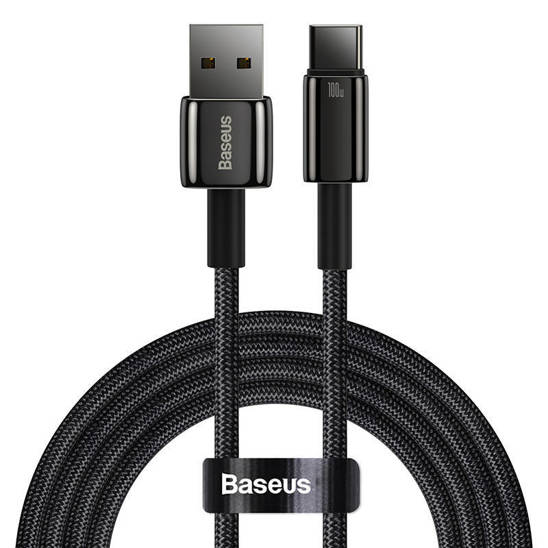 Kabel USB do USB-C Baseus Tungsten Gold, 100W, 1m (czarny)