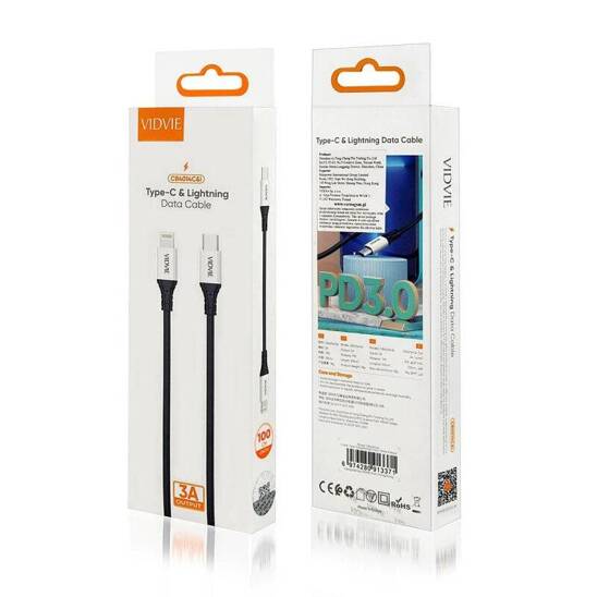 Kabel VIDVIE CB4014 Type C/iPhone 3A, 1m czarny