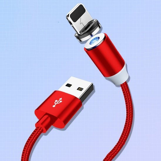 Kabel magnetyczny USB iPhone Lightning 3A 1m KAKU Magnetic Charging Cable (KSC-306) czerwony