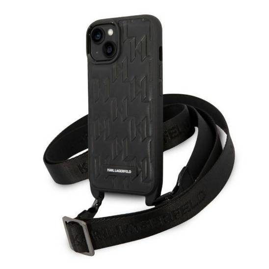 Karl Lagerfeld KLHCP14SSTMMK iPhone 14 6,1" hardcase czarny/black Monogram Plaque Logo Strap