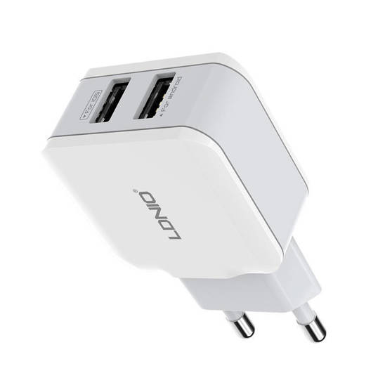 Ładowarka sieciowa LDNIO A2202, 2x USB, 12W (biała)