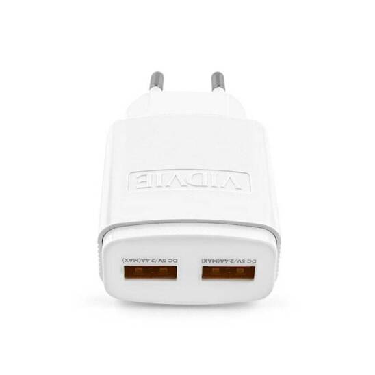 Ładowarka sieciowa VIDVIE PLE245 2xUSB + kabel Type C 2.4A biały