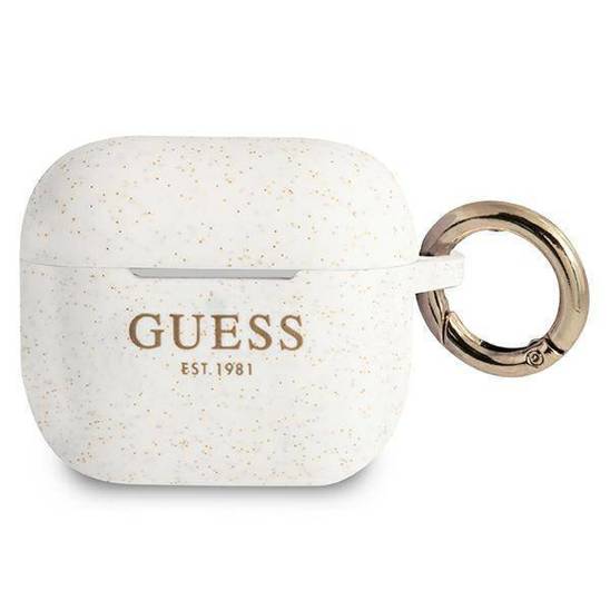 Oryginalne Etui APPLE AIRPODS 3 Guess Silicone Glitter (GUA3SGGEH) białe