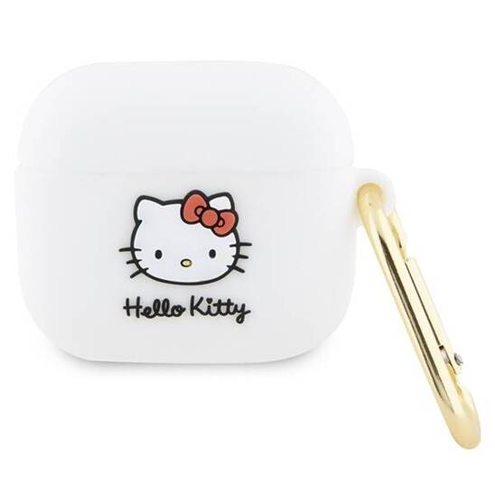 Oryginalne Etui APPLE AIRPODS 3 Hello Kitty Silicone 3D Kitty Head (HKA33DKHSH) białe