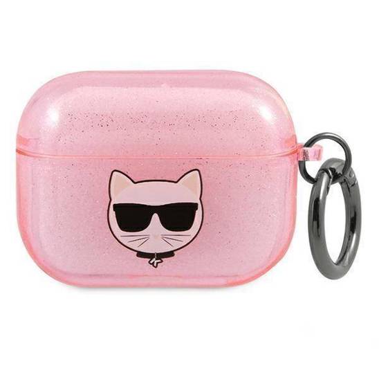 Oryginalne Etui APPLE AIRPODS 3 Karl Lagerfeld Cover Glitter Choupette (KLA3UCHGP) różowe