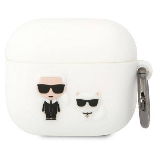 Oryginalne Etui APPLE AIRPODS 3 Karl Lagerfeld Silicone Karl & Choupette (KLACA3SILKCW) białe