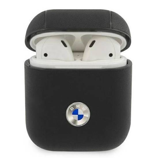 Oryginalne Etui APPLE AIRPODS BMW Cover Geniune Leather Silver Logo (BMA2SSLBK) czarne