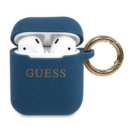 Oryginalne Etui APPLE AIRPODS Guess Silicone Glitter (GUACCSILGLBL) niebieskie