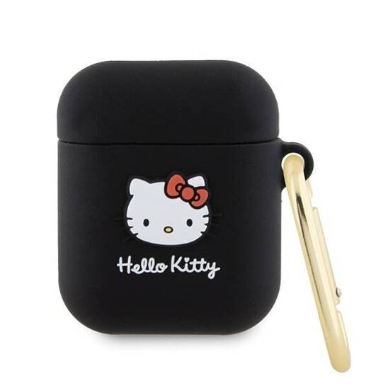 Oryginalne Etui APPLE AIRPODS Hello Kitty Silicone 3D Kitty Head (HKA23DKHSK) czarne