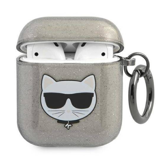 Oryginalne Etui APPLE AIRPODS Karl Lagerfeld Cover Glitter Choupette (KLA2UCHGK) czarne