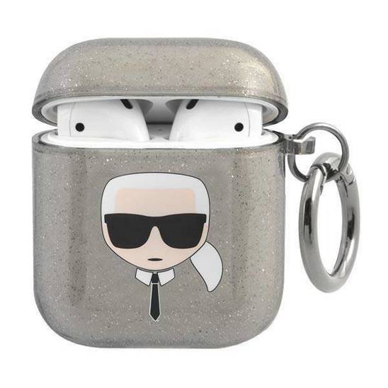 Oryginalne Etui APPLE AIRPODS Karl Lagerfeld Cover Glitter Karl`s Head (KLA2UKHGK) czarne