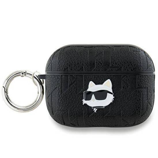 Oryginalne Etui APPLE AIRPODS PRO 2 Karl Lagerfeld Cover Monogram Choupette Head czarne