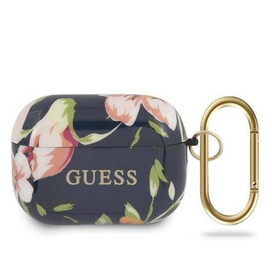 Oryginalne Etui APPLE AIRPODS PRO Guess N.3 Flower Collection (GUACAPTPUBKFL03) niebieskie