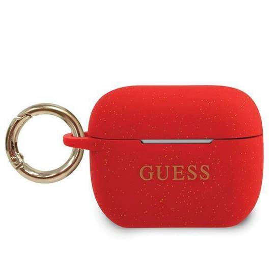 Oryginalne Etui APPLE AIRPODS PRO Guess Silicone Glitter (GUACAPSILGLRE) czerwone