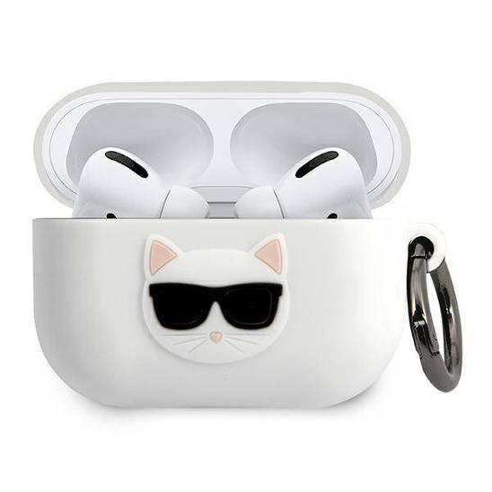 Oryginalne Etui APPLE AIRPODS PRO Karl Lagerfeld Cover Silicone Choupette (KLACAPSILCHWH) białe