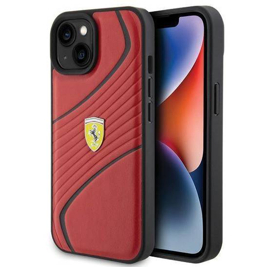 Oryginalne Etui APPLE IPHONE 15 Ferrari Hardcase Twist Metal Logo (FEHCP15SPTWR) czerwone