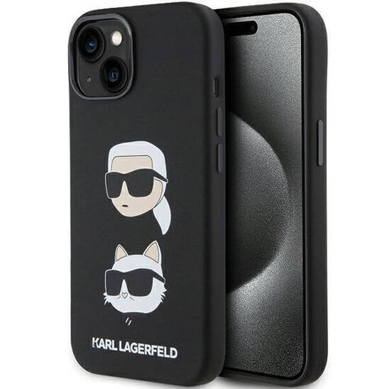 Oryginalne Etui APPLE IPHONE 15 Karl Lagerfeld Silicone Karl&Choupette Head (KLHCP15SSDHKCNK) czarne