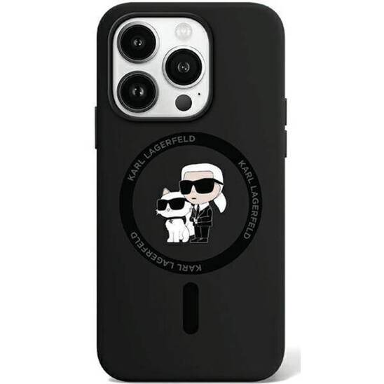 Oryginalne Etui APPLE IPHONE 15 PRO Karl Lagerfeld Hardcase Silicone Karl & Choupette Magsafe (KLHMP15LSCMKCRHK)