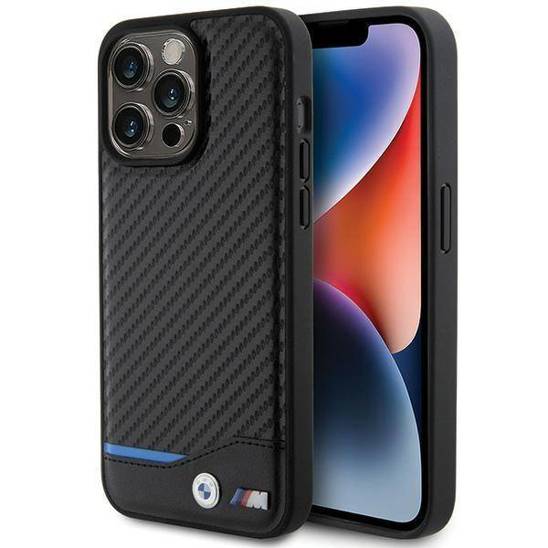 Oryginalne Etui APPLE IPHONE 15 PRO MAX BMW Leather Carbon (BMHCP15X22NBCK) czarne