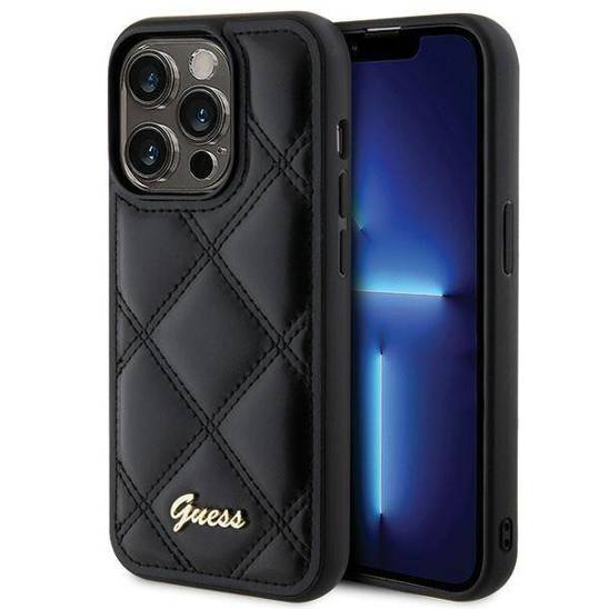 Oryginalne Etui APPLE IPHONE 15 PRO MAX Guess Hardcase Quilted Metal Logo (GUHCP15XPSQSQSK) czarne