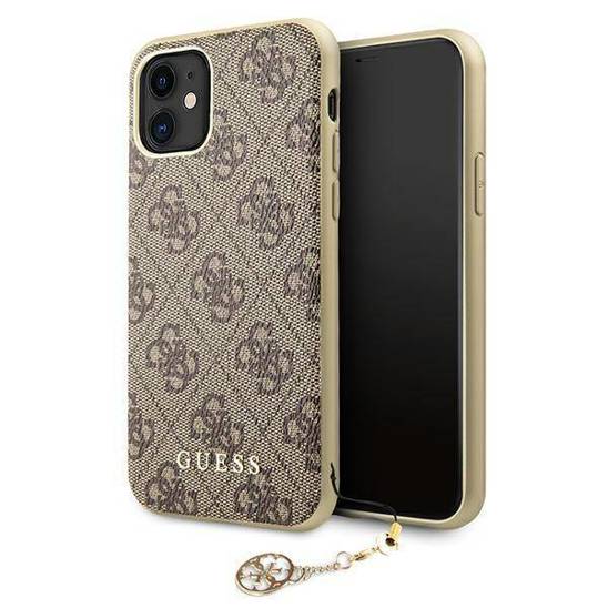 Oryginalne Etui IPHONE 11 Guess Hard Case 4G Charms Collection (GUHCN61GF4GBR) brązowe