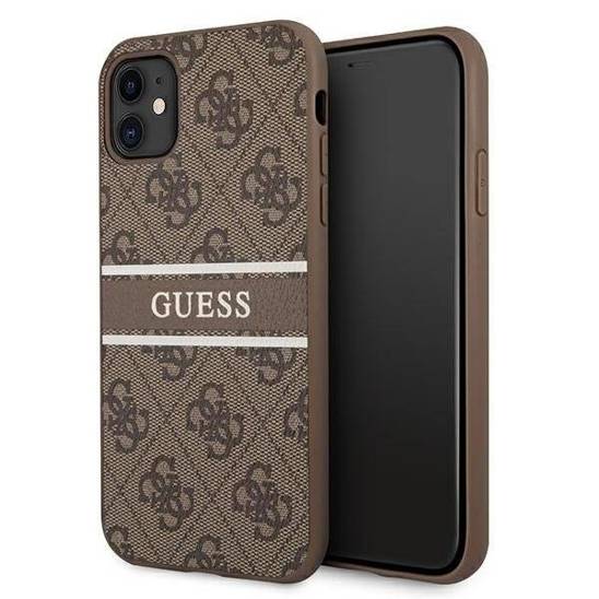 Oryginalne Etui IPHONE 11 Guess Stripe GUHCN614GDBR brązowe