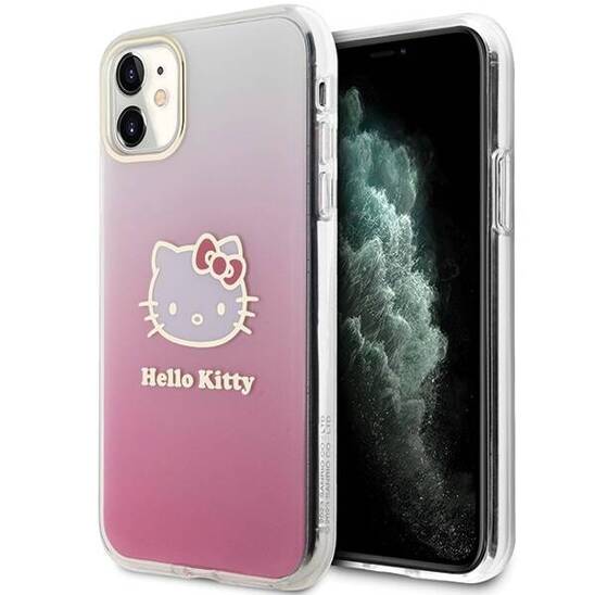Oryginalne Etui IPHONE 11 Hello Kitty Hardcase IML Gradient Electrop Kitty Head (HKHCN61HDGKEP) różowe