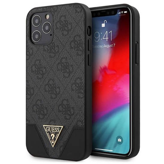 Oryginalne Etui IPHONE 12 / 12 PRO 6,1" Guess Hardcase 4G Triangle Collection GUHCP12MPU4GHBK szare