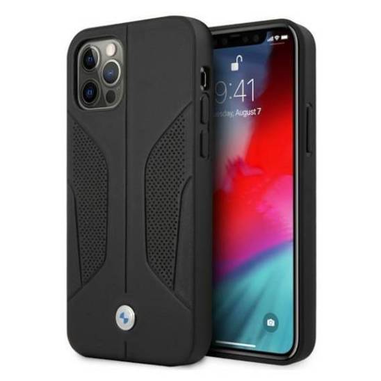 Oryginalne Etui IPHONE 12 / 12 PRO BMW Hardcase Leather Perforate Sides (BMHCP12MRSCSK) czarne