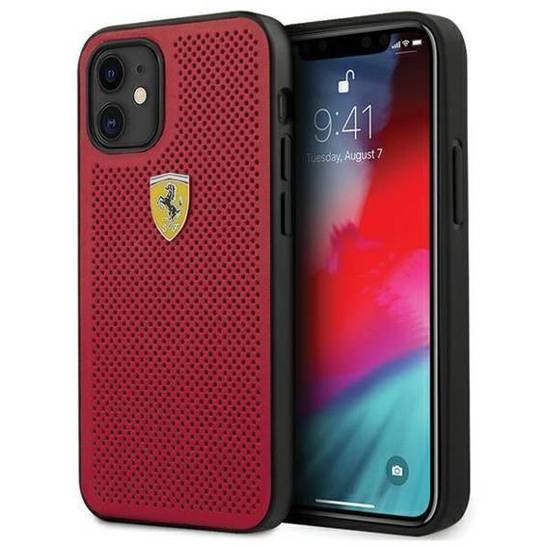 Oryginalne Etui IPHONE 12 MINI Ferrari Hardcase On Track Perforated (FESPEHCP12SRE) czerwone