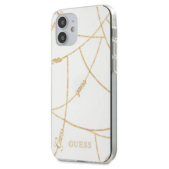 Oryginalne Etui IPHONE 12 MINI Guess Hardcase Gold Chain Collection (GUHCP12SPCUCHWH) białe