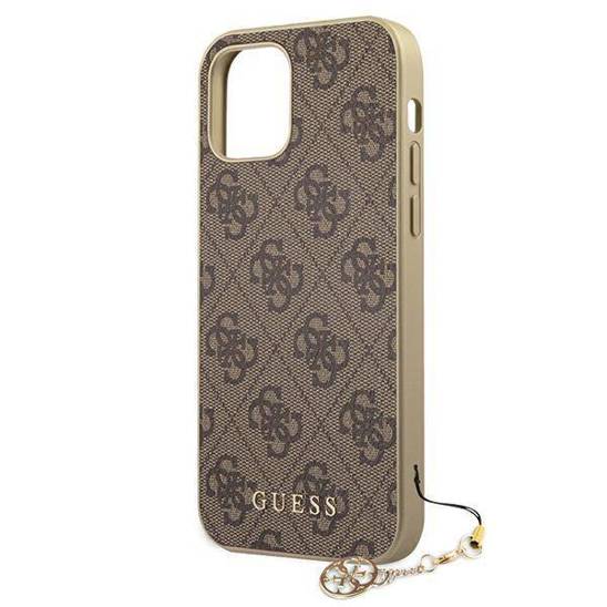 Oryginalne Etui IPHONE 12 PRO Guess Hardcase 4G Charms Collection (GUHCP12MGF4GBR) brązowe