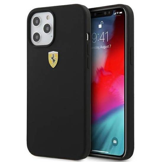 Oryginalne Etui IPHONE 12 PRO MAX Ferrari Hardcase On Track Silicone (FESSIHCP12LBK) czarne