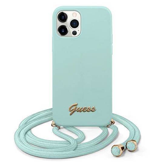 Oryginalne Etui IPHONE 12 PRO MAX Guess Hardcase Metal Logo Cord (GUHCP12LLSCLMGLB) jasnoniebieskie