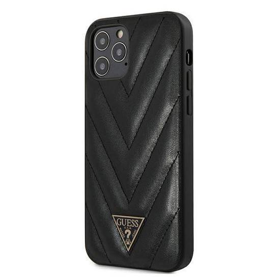 Oryginalne Etui IPHONE 12 PRO MAX Guess Hardcase V-Quilted Collection (GUHCP12LPUVQTMLBK) czarne