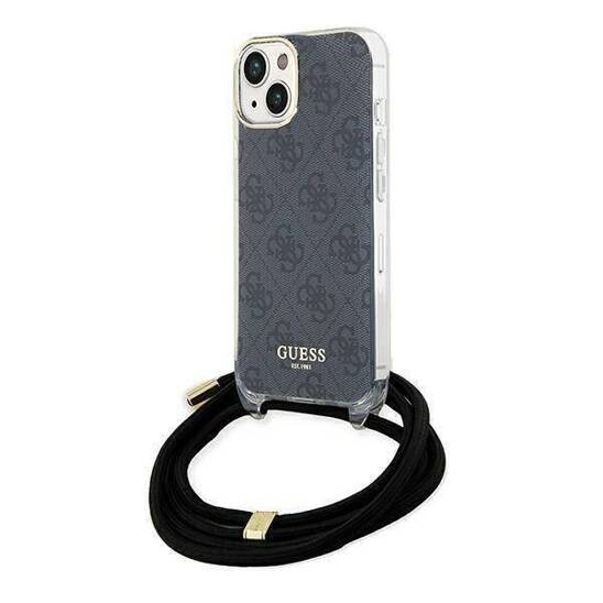 Oryginalne Etui IPHONE 13 / 14 / 15 Guess Hardcase Crossbody Cord 4G Print (GUHCP15SHC4SEK) czarne