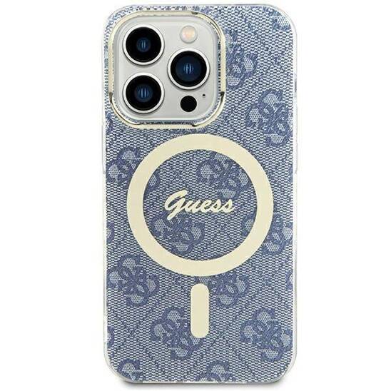 Oryginalne Etui IPHONE 13 / 14 / 15 Guess Hardcase IML 4G MagSafe (GUHMP15SH4STB) niebieskie