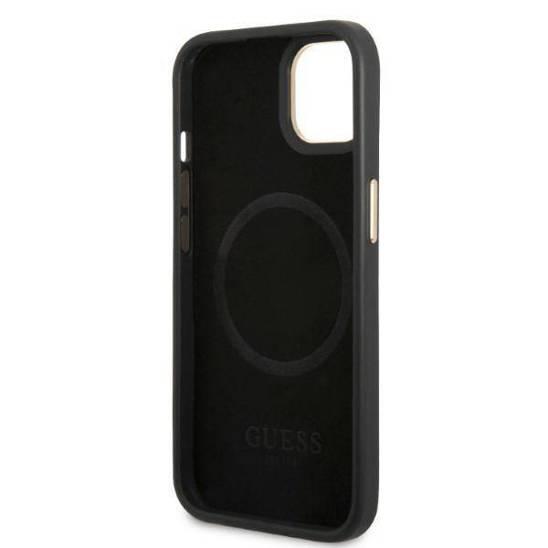 Oryginalne Etui IPHONE 13 Guess Hard Case 4G Logo Plate MagSafe czarne