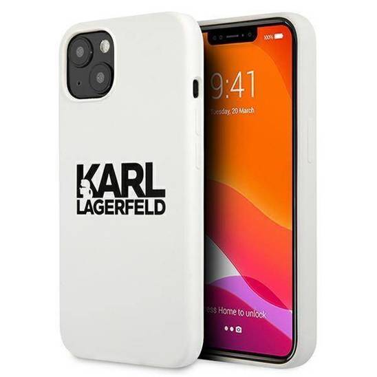 Oryginalne Etui IPHONE 13 MINI Karl Lagerfeld Silicone Stack Logo (KLHCP13SSLKLWH) białe